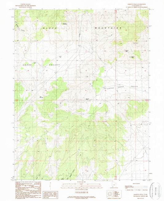 Classic USGS Baboon Peak Utah 7.5'x7.5' Topo Map Image