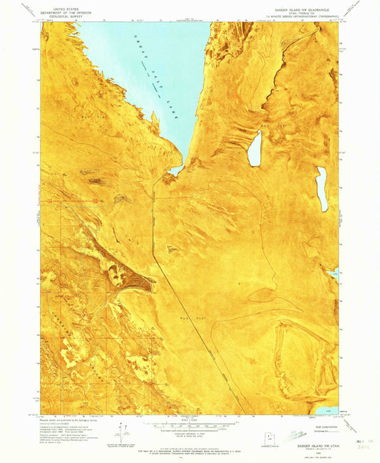 Classic USGS Badger Island NW Utah 7.5'x7.5' Topo Map Image