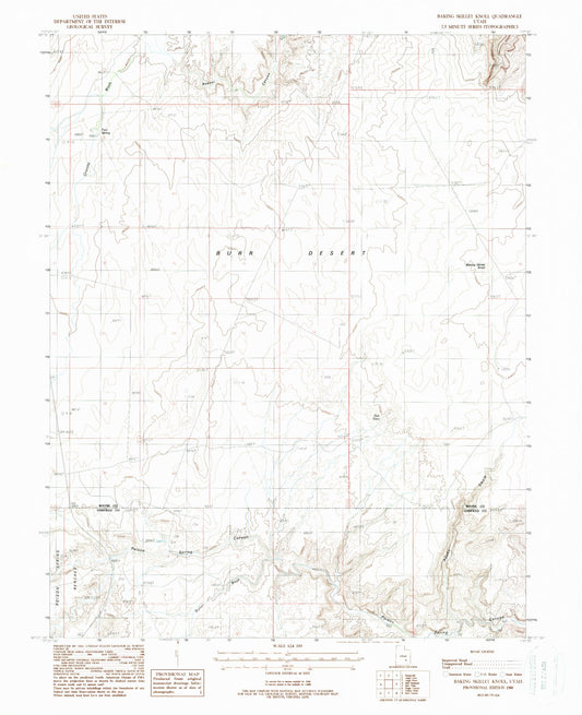 Classic USGS Baking Skillet Knoll Utah 7.5'x7.5' Topo Map Image