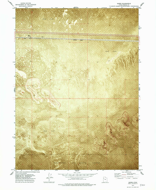 Classic USGS Barro Utah 7.5'x7.5' Topo Map Image