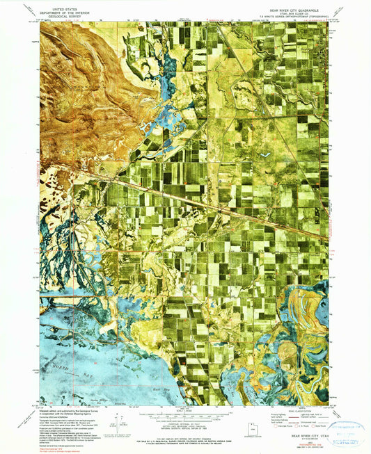 Classic USGS Bear River City Utah 7.5'x7.5' Topo Map Image