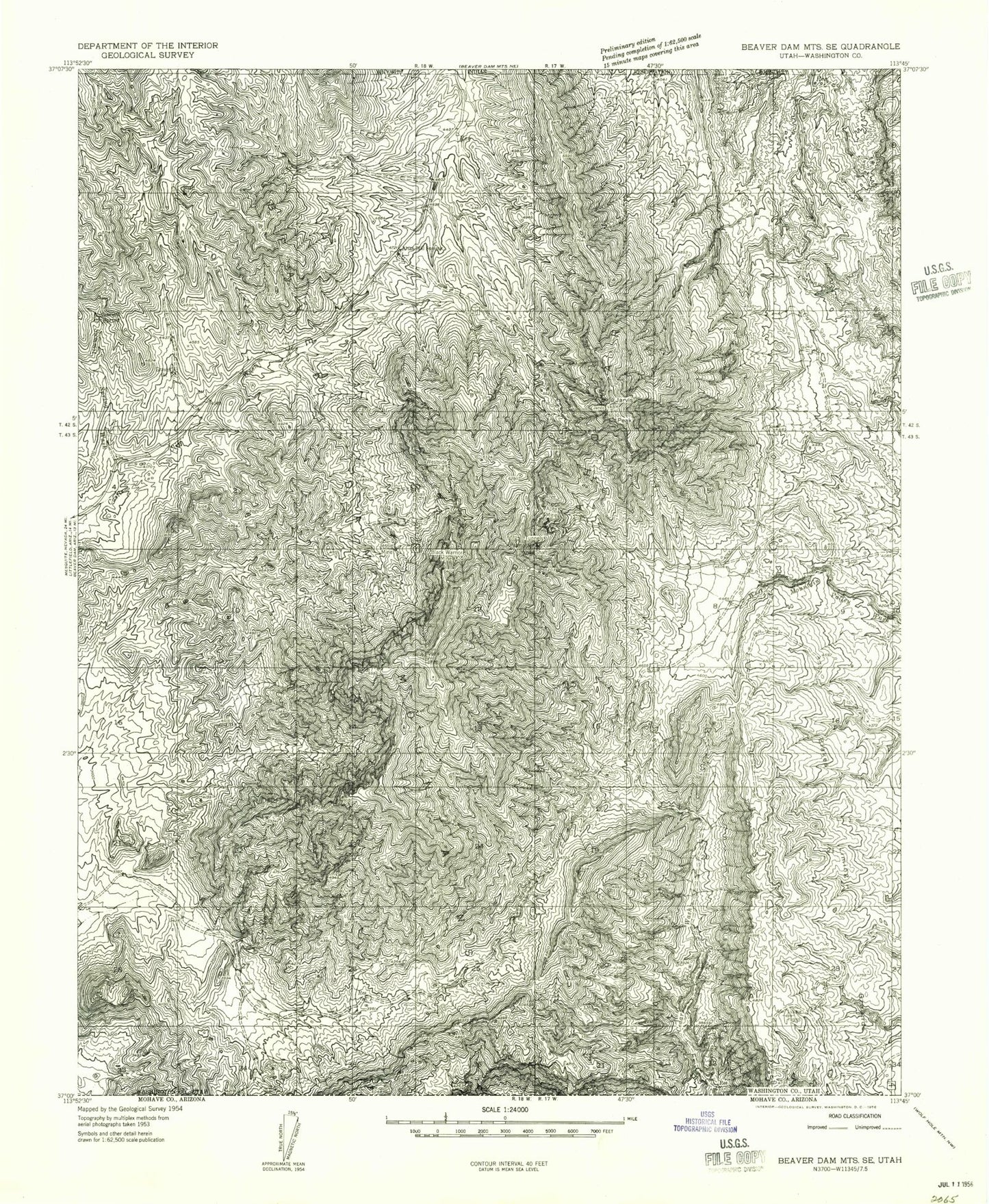Classic USGS Jarvis Peak Utah 7.5'x7.5' Topo Map Image