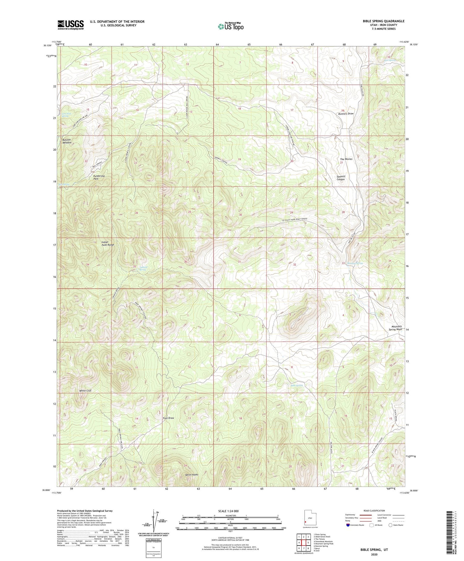 Bible Spring Utah US Topo Map Image