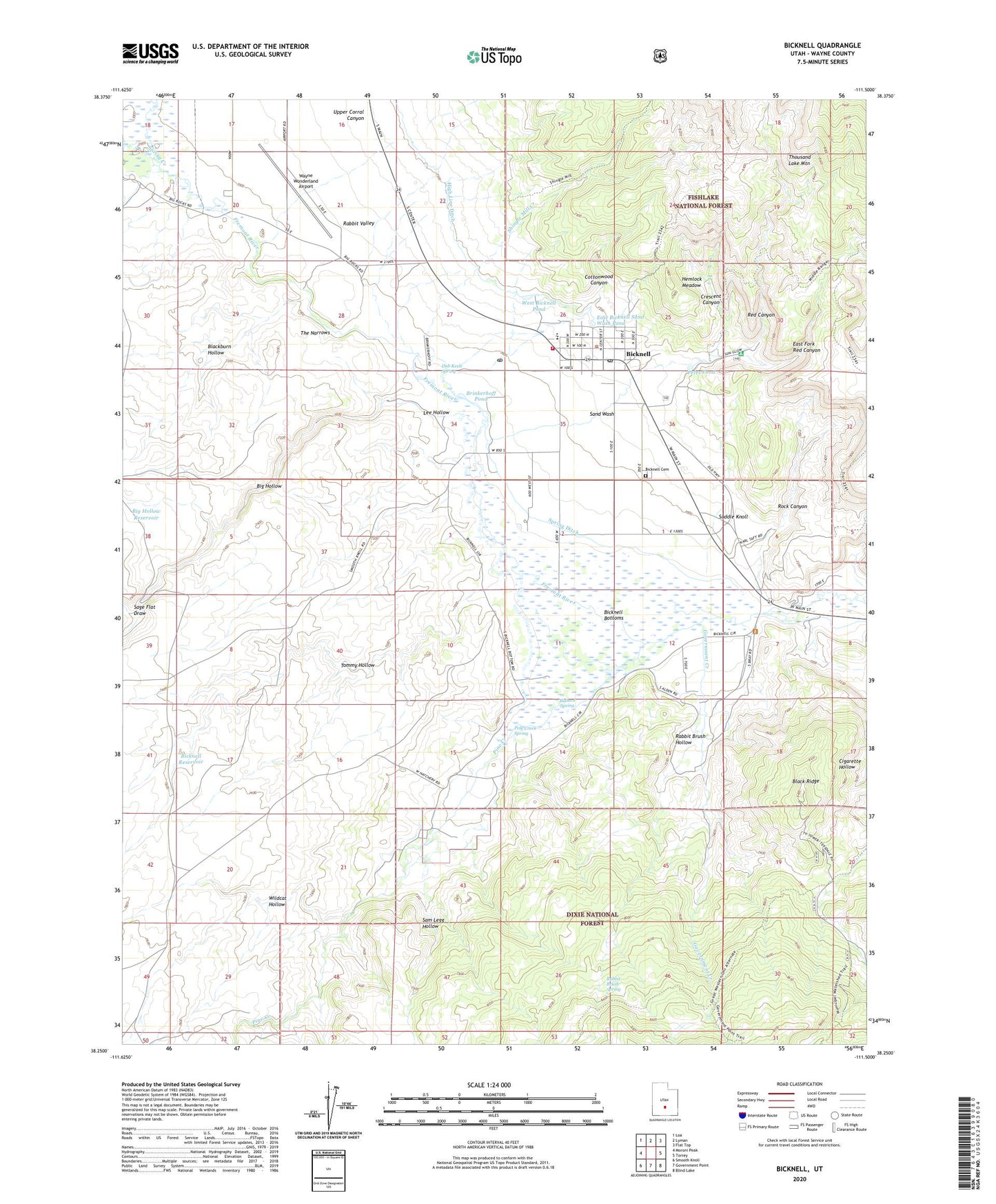 Bicknell Utah US Topo Map Image