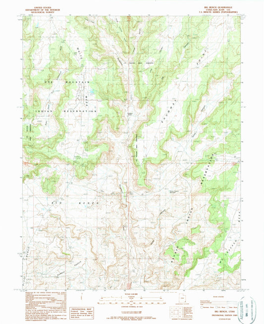 Classic USGS Big Bench Utah 7.5'x7.5' Topo Map Image