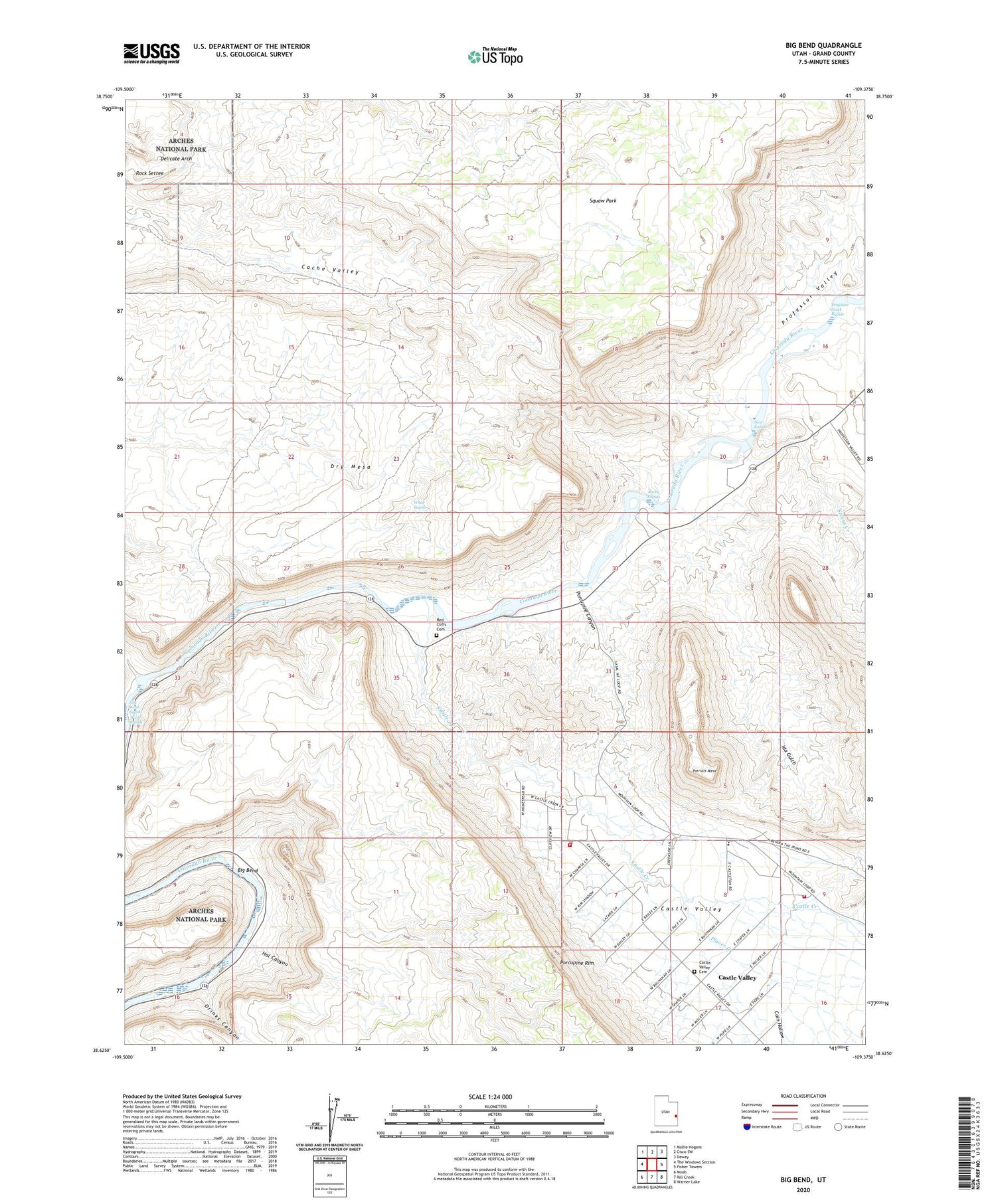 Big Bend Utah US Topo Map Image