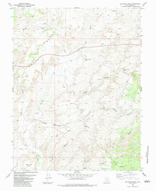 Classic USGS Big Bend Draw Utah 7.5'x7.5' Topo Map Image