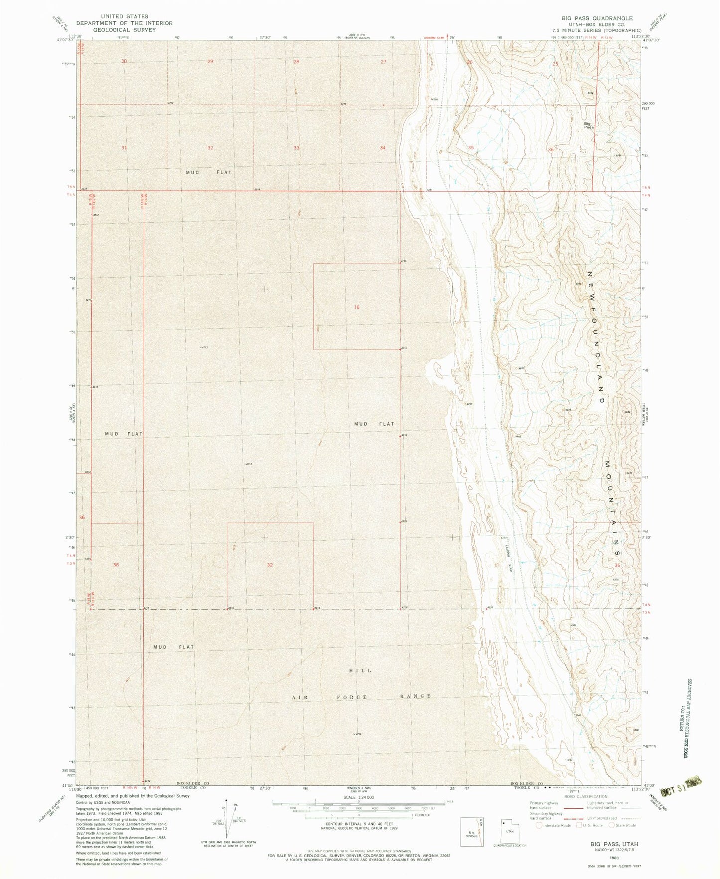 Classic USGS Big Pass Utah 7.5'x7.5' Topo Map Image