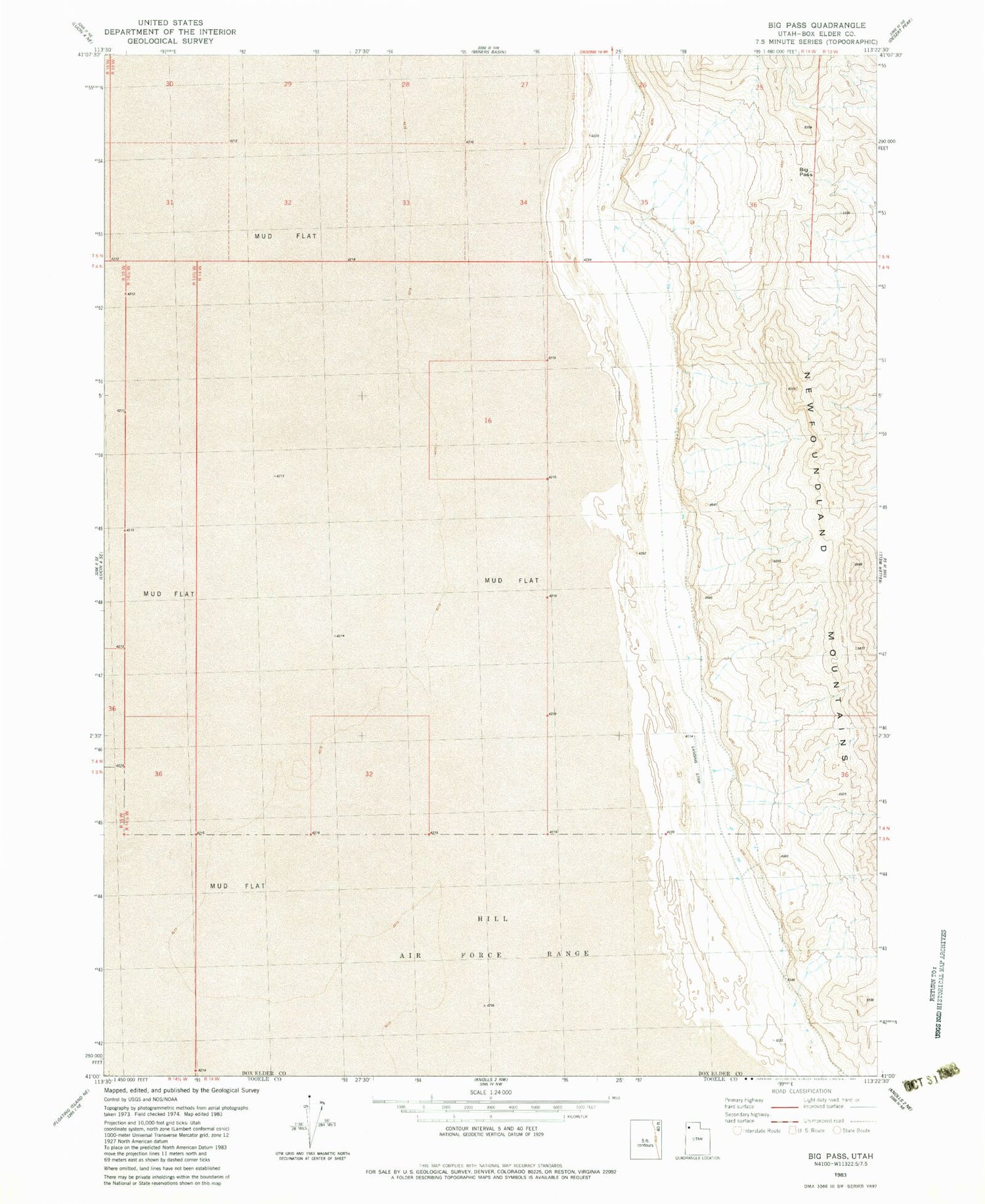 Classic USGS Big Pass Utah 7.5'x7.5' Topo Map Image