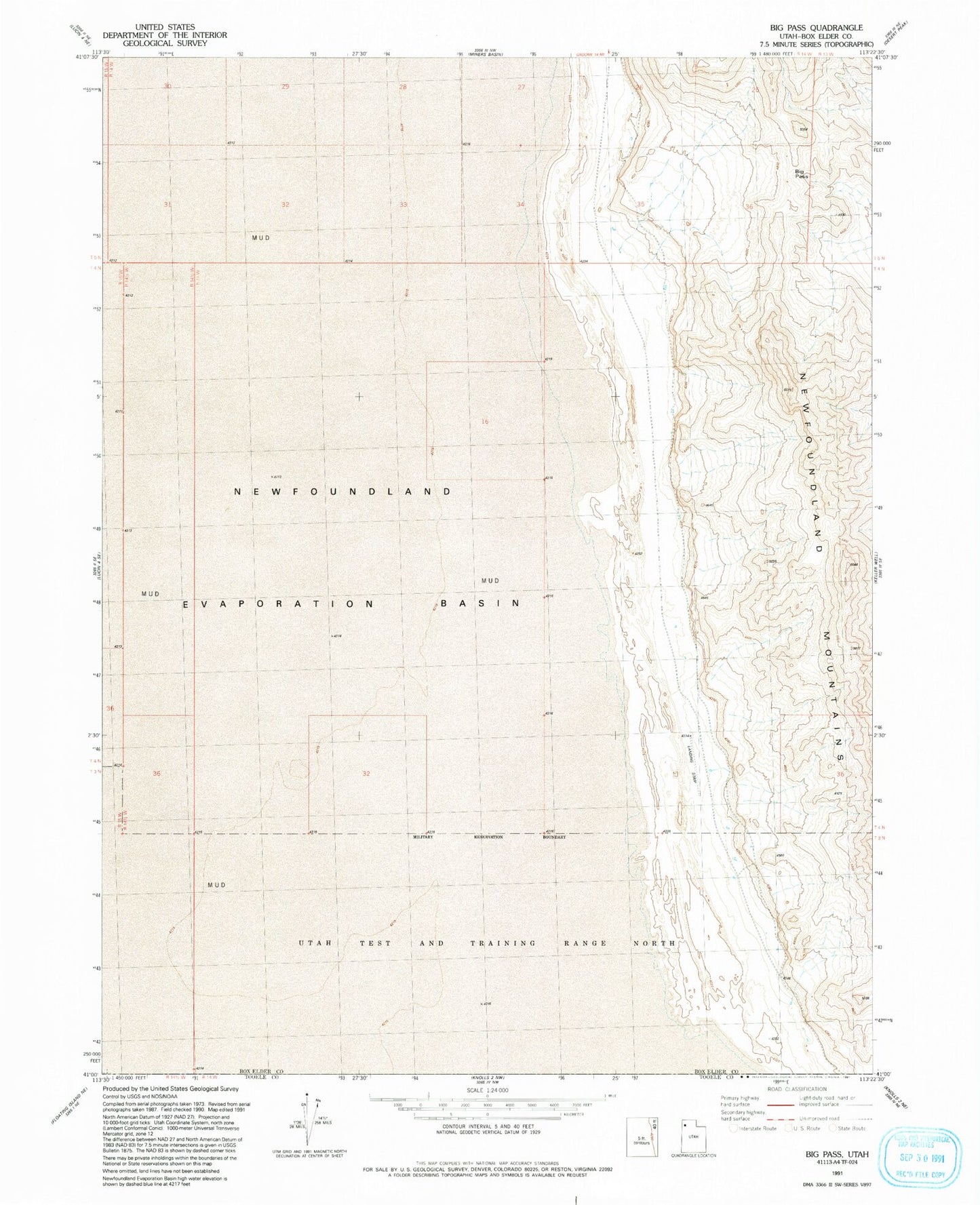 Classic USGS Big Pass Utah 7.5'x7.5' Topo Map Image