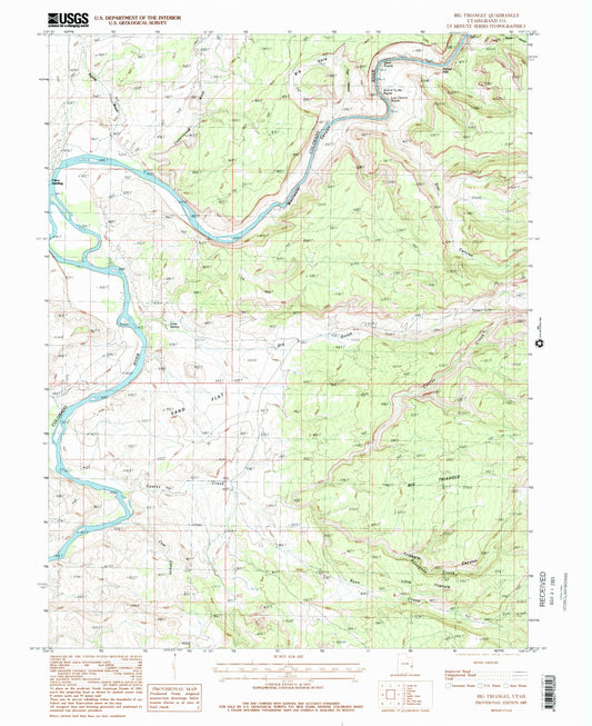 Classic USGS Big Triangle Utah 7.5'x7.5' Topo Map Image