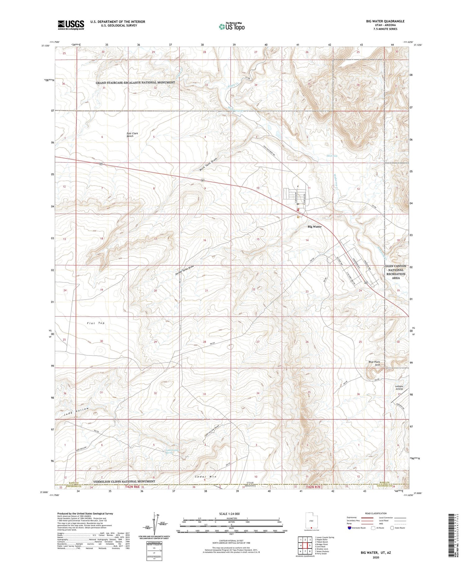 Big Water Utah US Topo Map Image