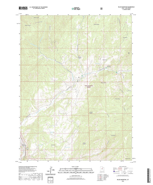 Billies Mountain Utah US Topo Map Image