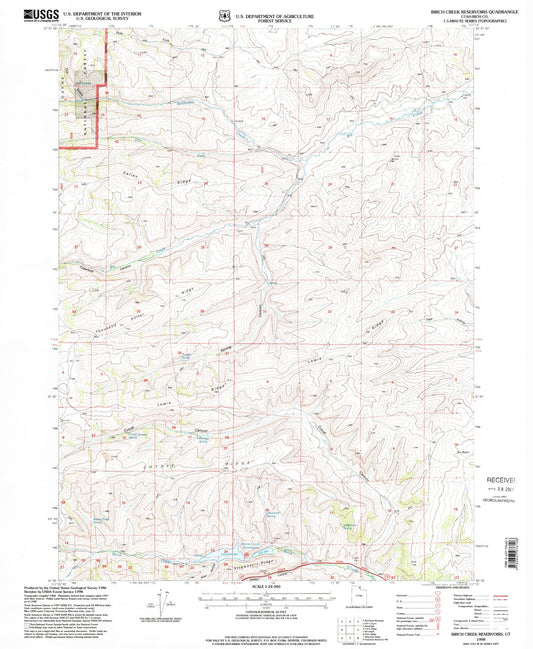 Classic USGS Birch Creek Reservoirs Utah 7.5'x7.5' Topo Map Image