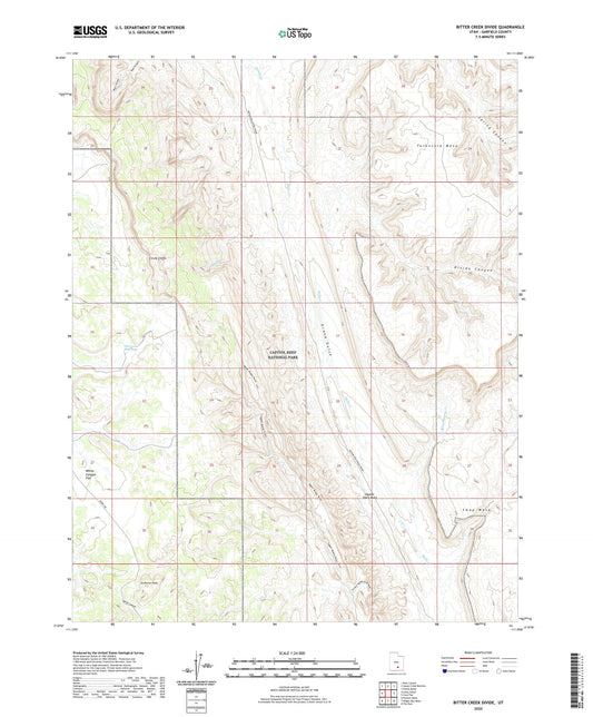 Bitter Creek Divide Utah US Topo Map Image