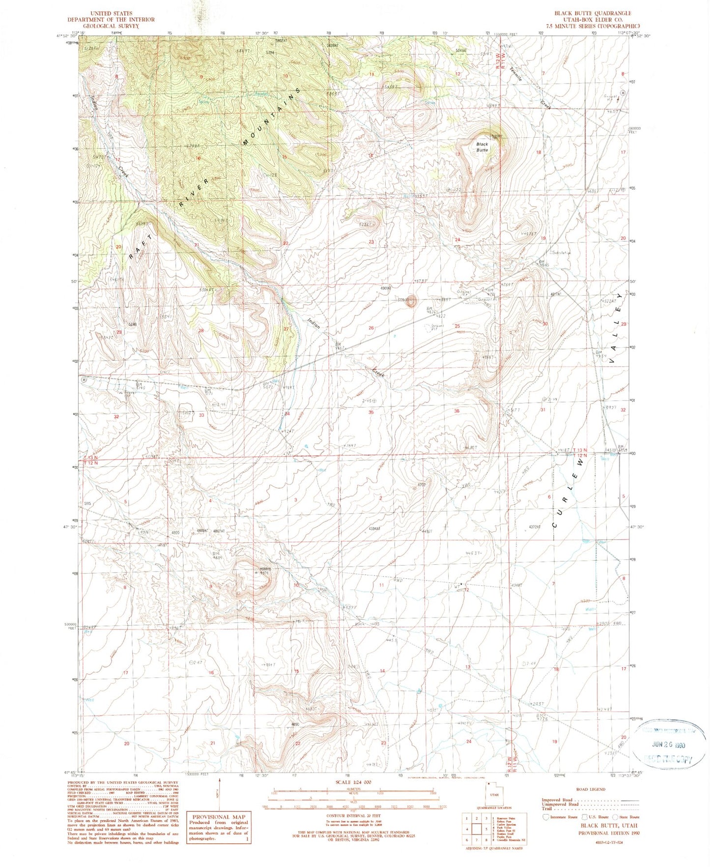 Classic USGS Black Butte Utah 7.5'x7.5' Topo Map Image