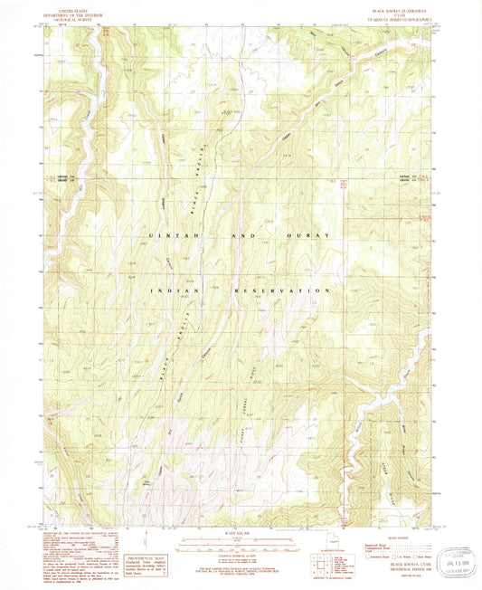 Classic USGS Black Knolls Utah 7.5'x7.5' Topo Map Image
