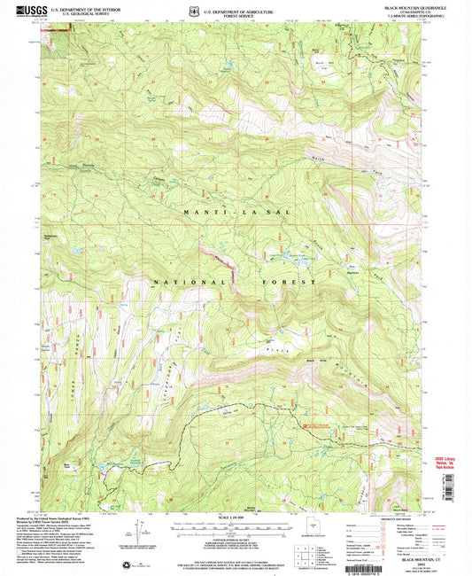 Classic USGS Black Mountain Utah 7.5'x7.5' Topo Map Image