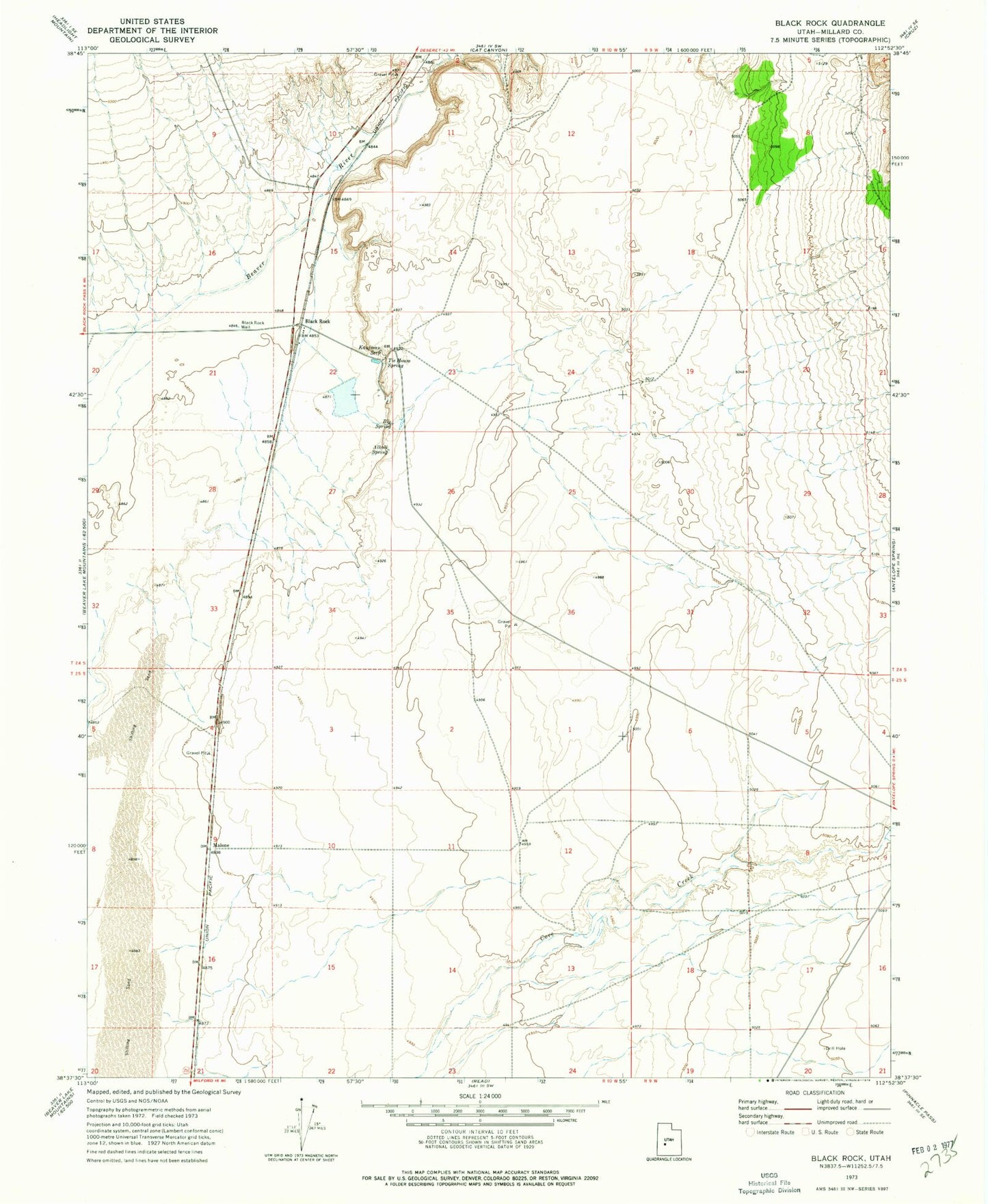 Classic USGS Black Rock Utah 7.5'x7.5' Topo Map Image
