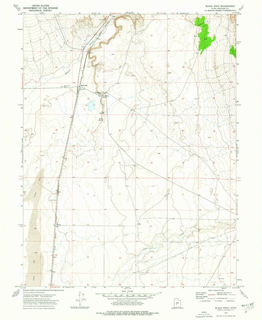 Classic USGS Black Rock Utah 7.5'x7.5' Topo Map Image