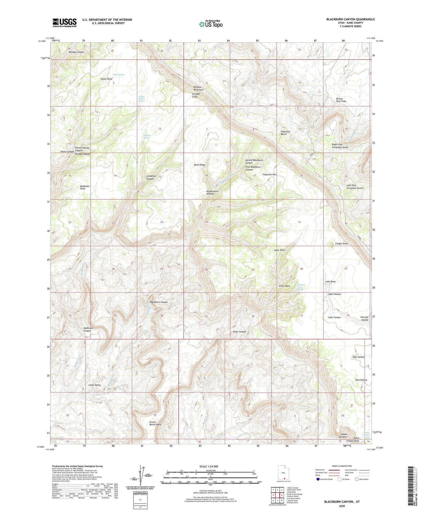 Blackburn Canyon Utah US Topo Map Image