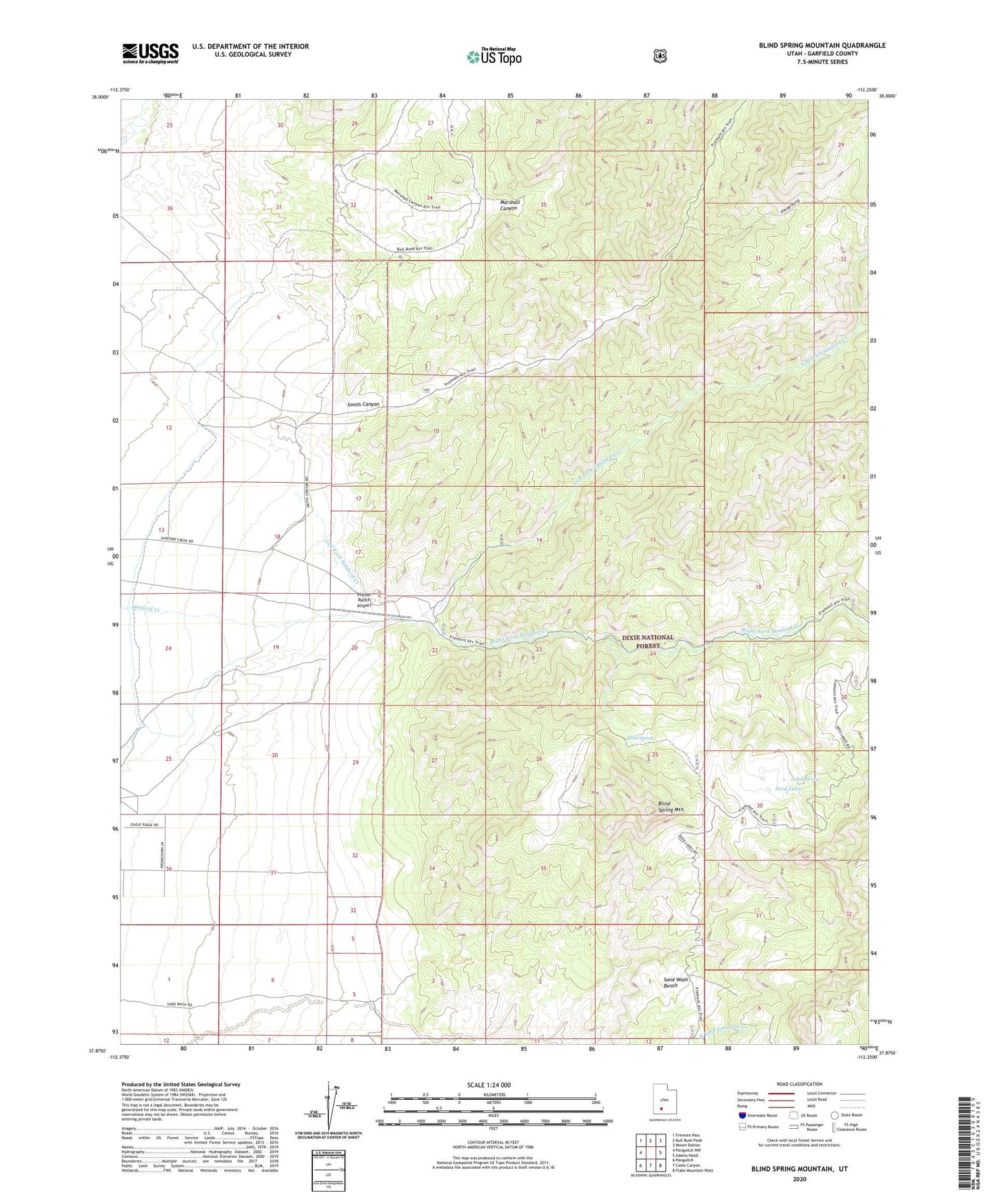 Blind Spring Mountain Utah US Topo Map Image