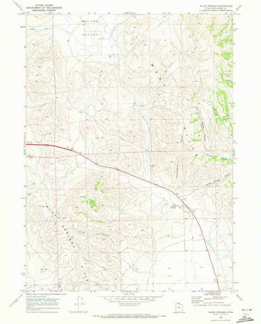 Classic USGS Blind Springs Utah 7.5'x7.5' Topo Map Image