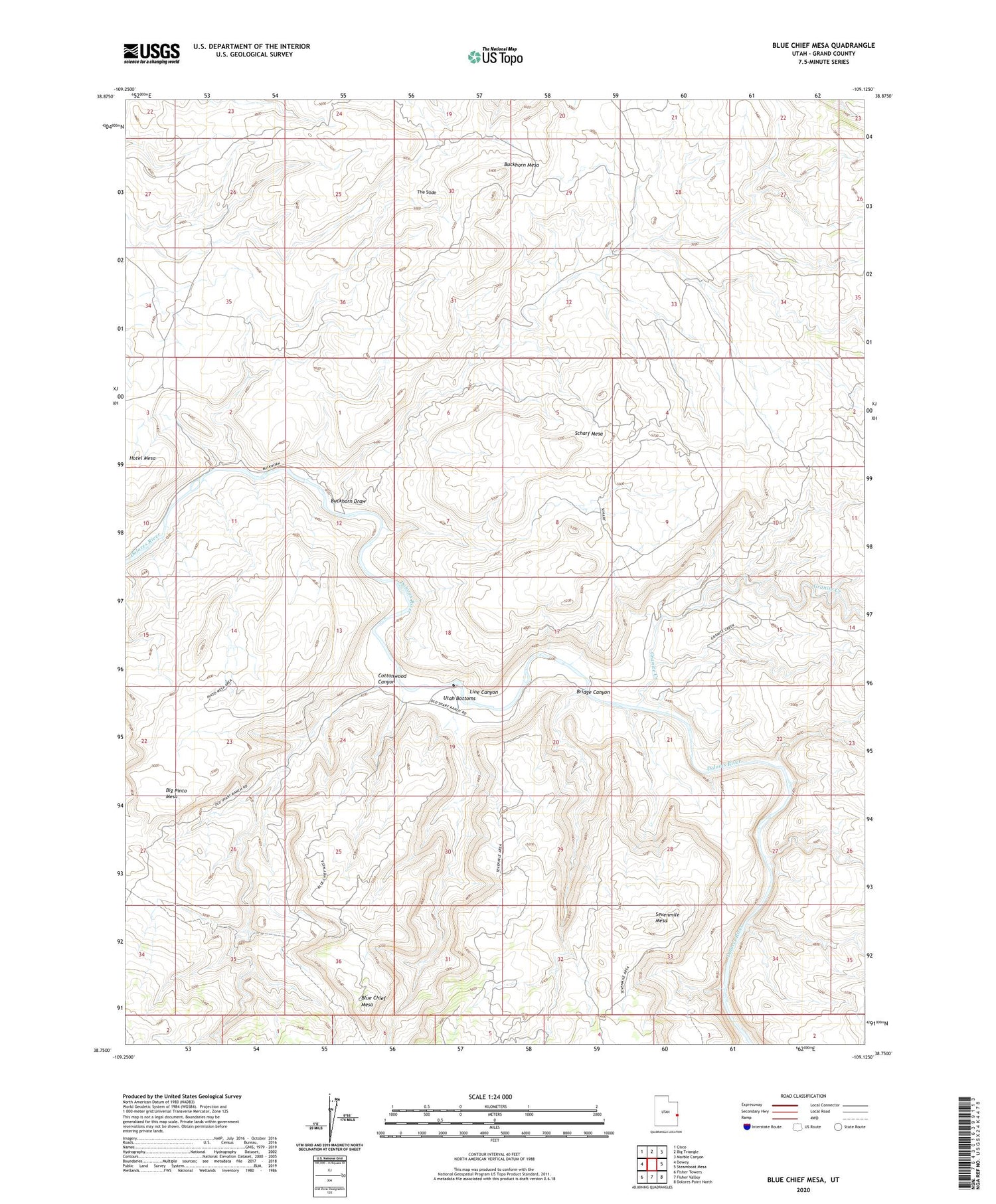 Blue Chief Mesa Utah US Topo Map Image