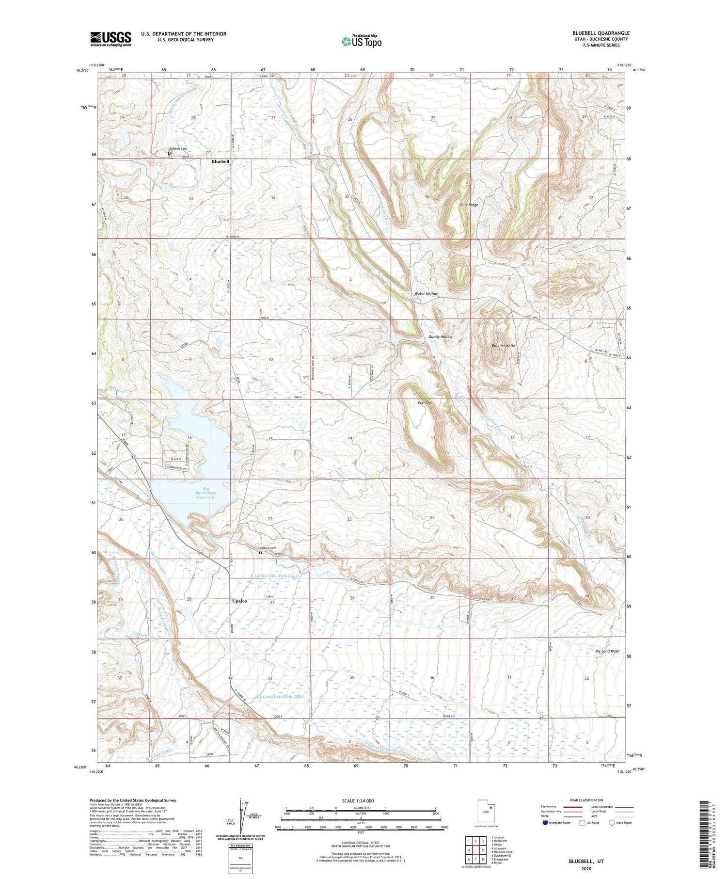 Bluebell Utah US Topo Map Image
