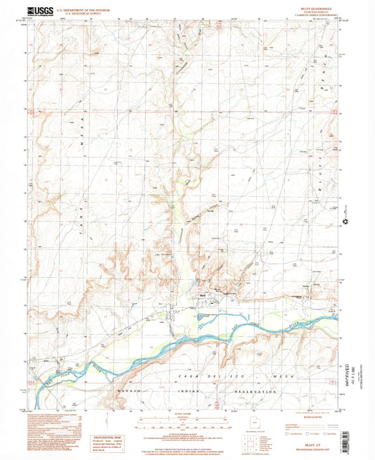 Classic USGS Bluff Utah 7.5'x7.5' Topo Map Image