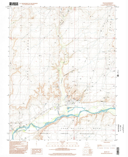 Classic USGS Bluff Utah 7.5'x7.5' Topo Map Image