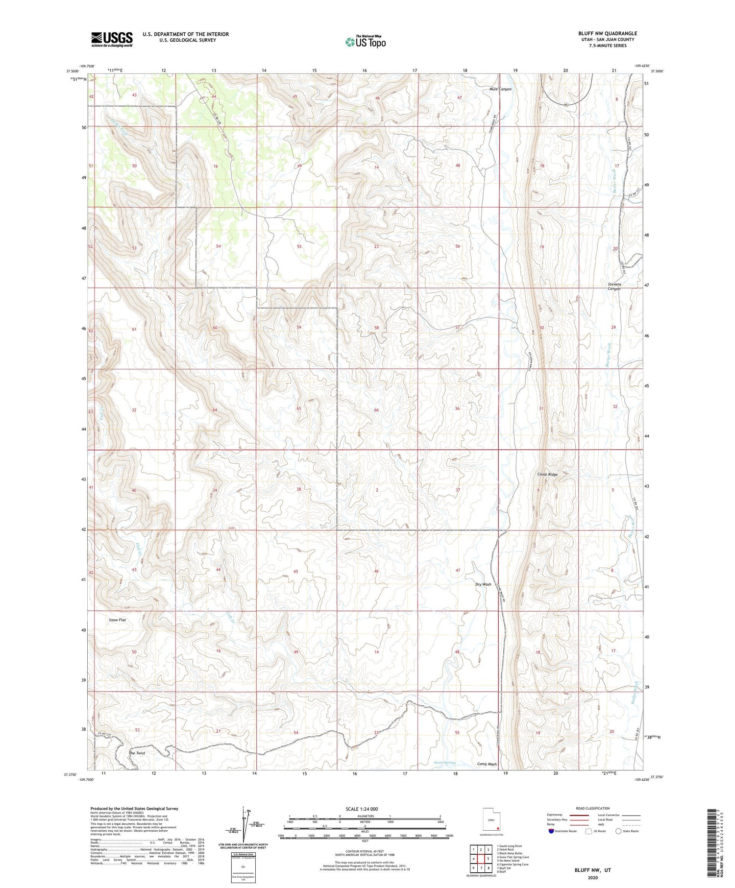 Bluff NW Utah US Topo Map Image