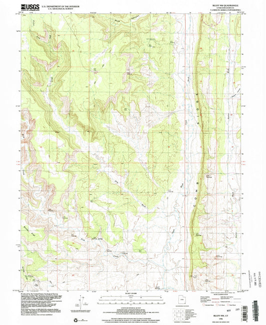 Classic USGS Bluff NW Utah 7.5'x7.5' Topo Map Image