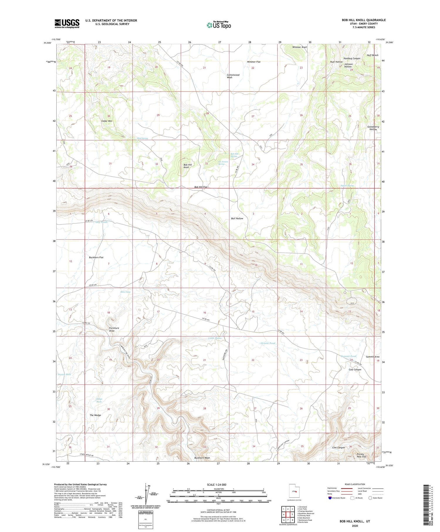 Bob Hill Knoll Utah US Topo Map Image