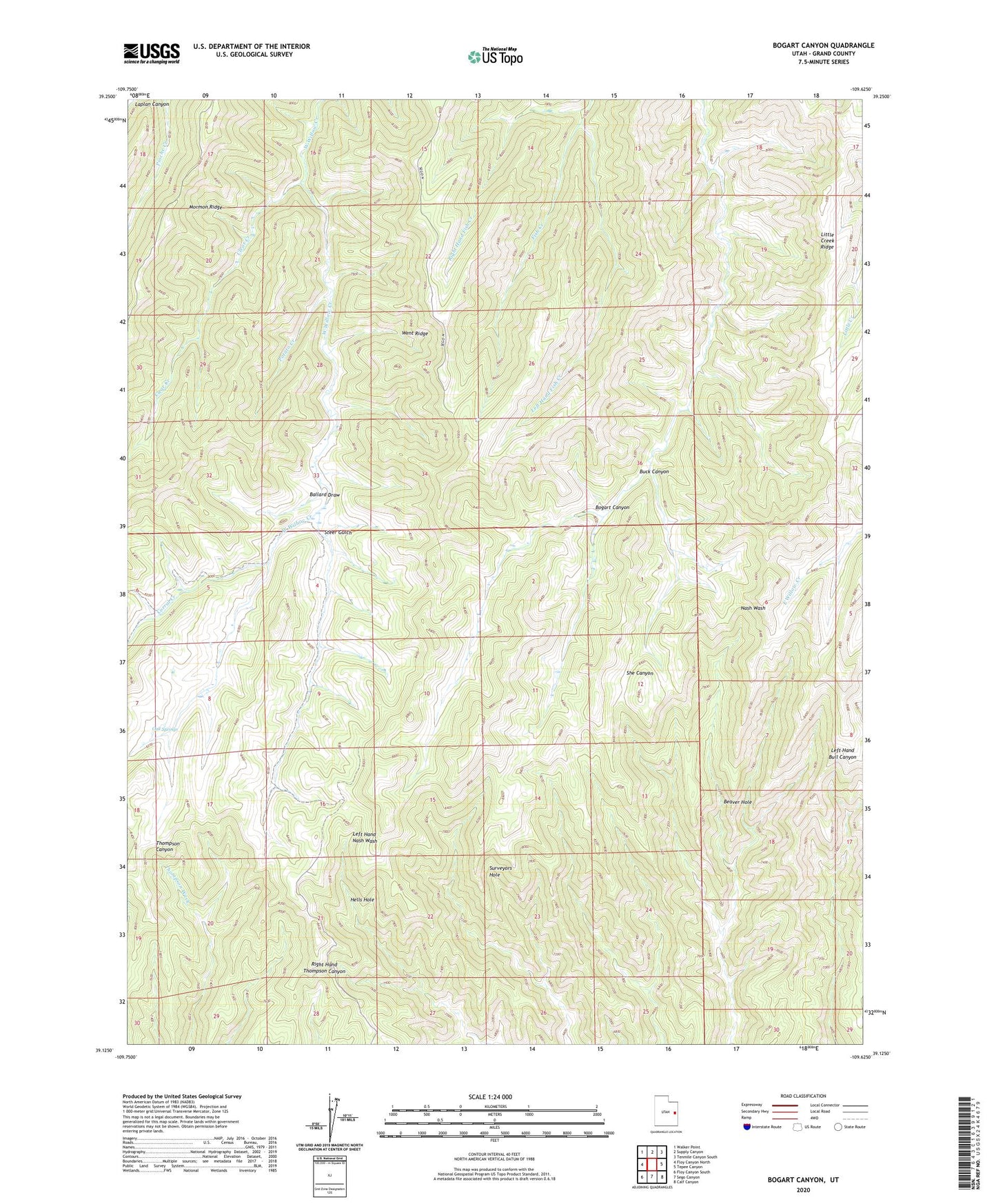 Bogart Canyon Utah US Topo Map Image