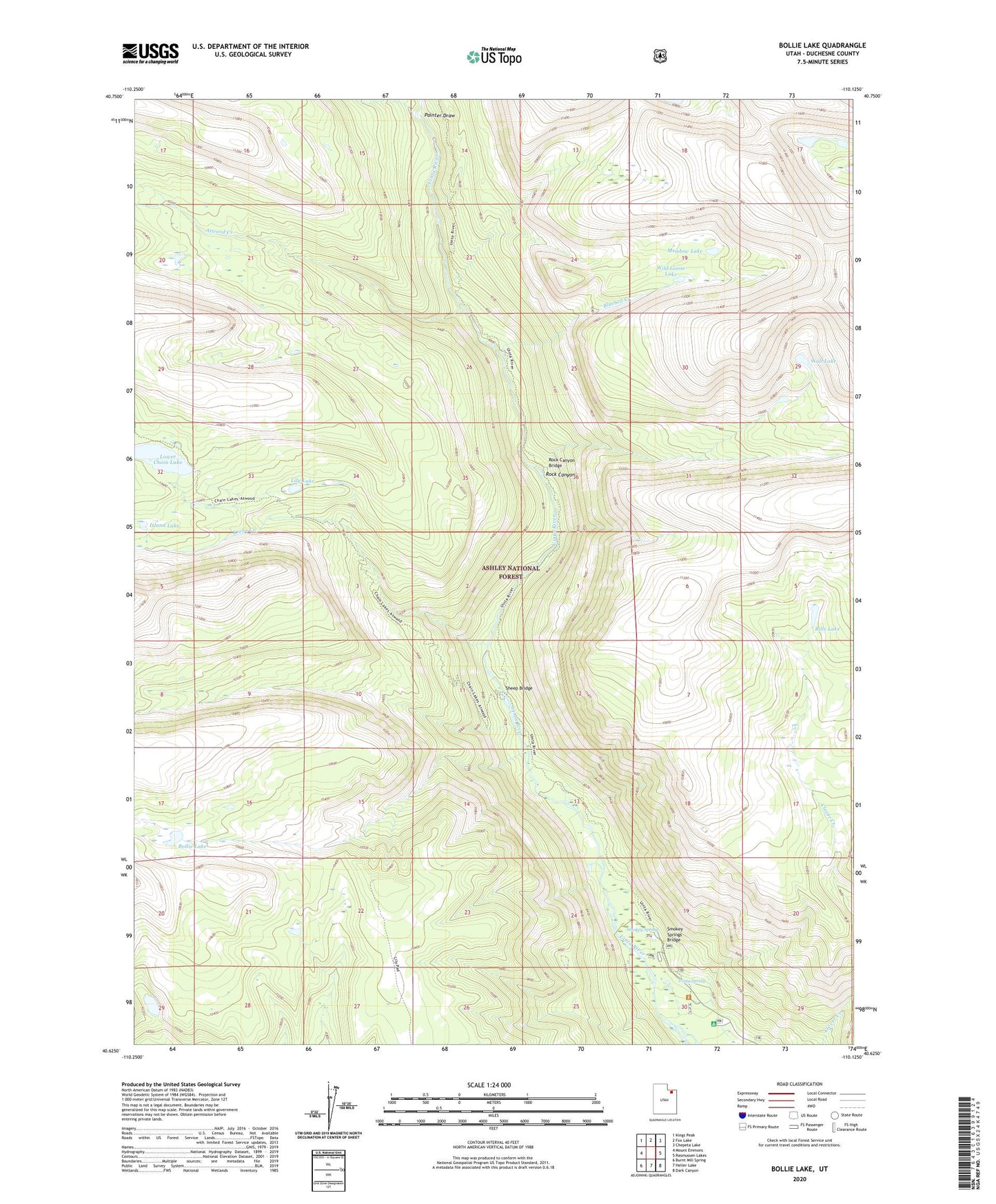 Bollie Lake Utah US Topo Map Image