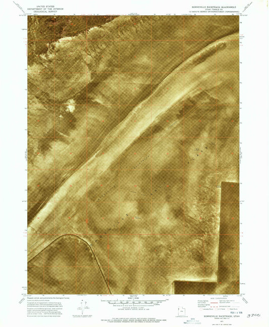 Classic USGS Bonneville Racetrack Utah 7.5'x7.5' Topo Map Image