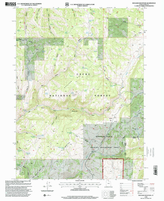 Classic USGS Boulder Mountain Utah 7.5'x7.5' Topo Map Image