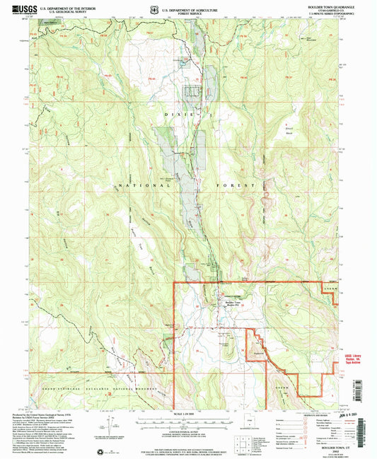 Classic USGS Boulder Town Utah 7.5'x7.5' Topo Map Image