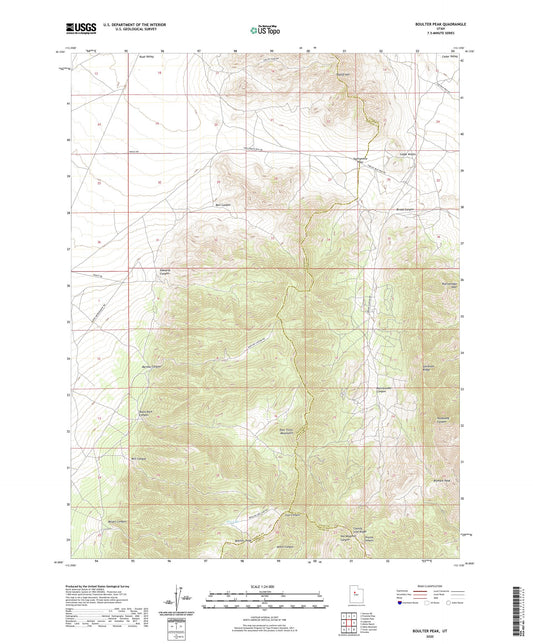Boulter Peak Utah US Topo Map Image