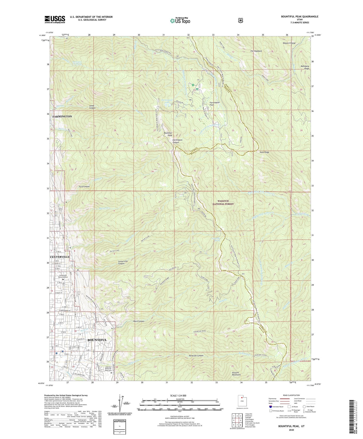 Bountiful Peak Utah US Topo Map Image