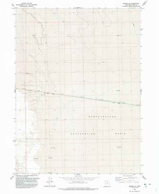 Classic USGS Bovine SE Utah 7.5'x7.5' Topo Map Image