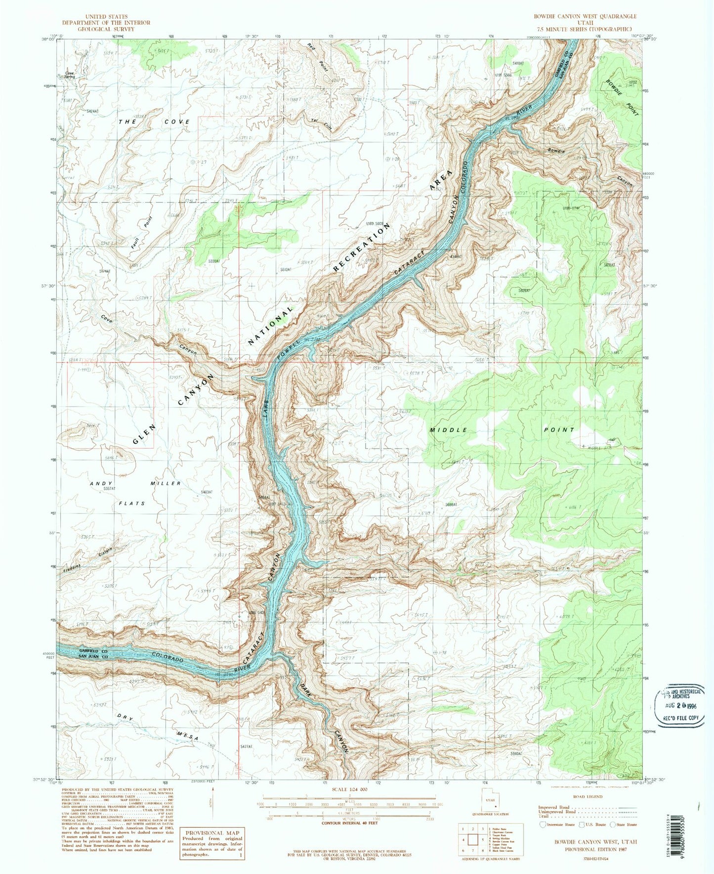 Classic USGS Bowdie Canyon West Utah 7.5'x7.5' Topo Map Image