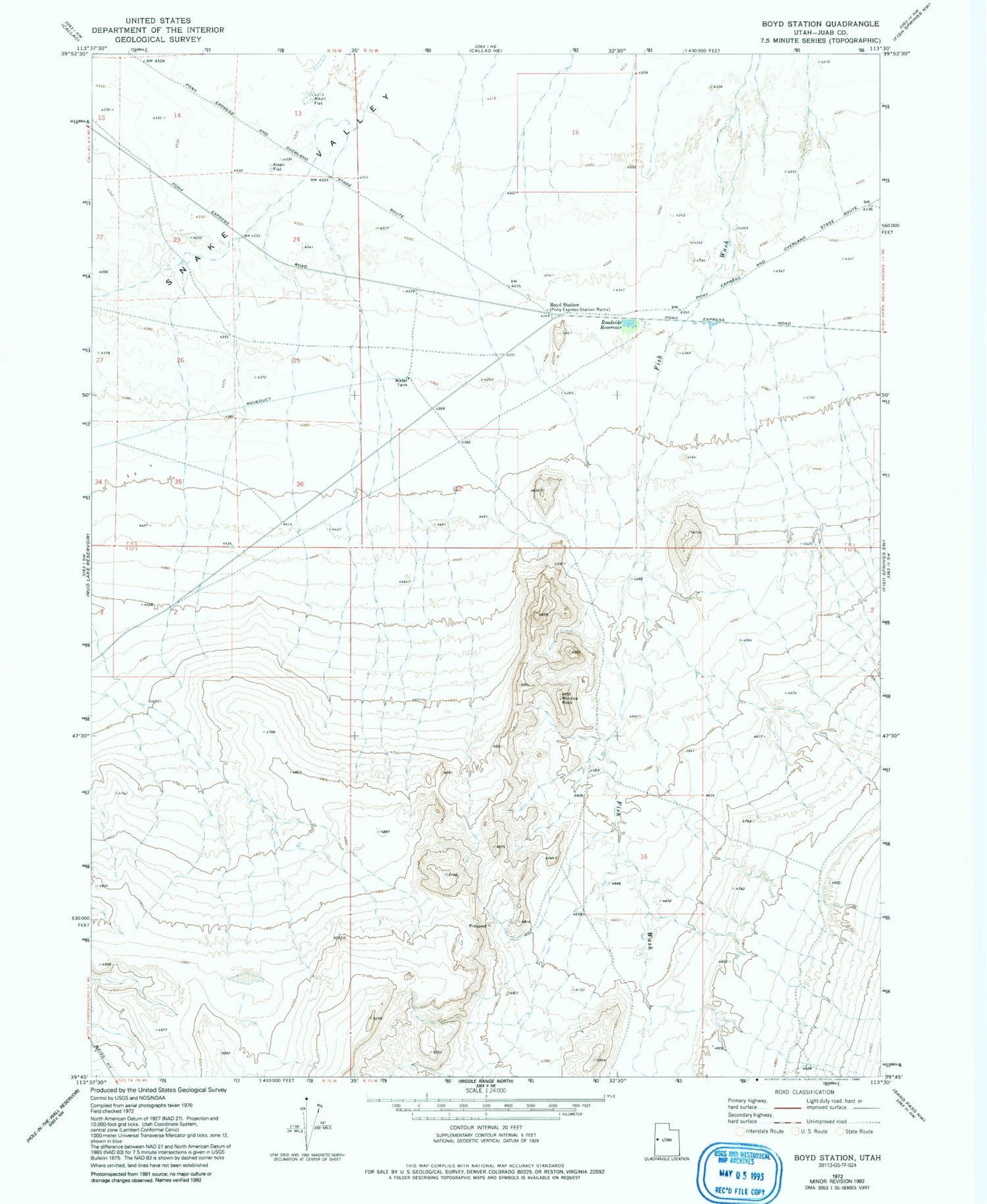 Classic USGS Boyd Station Utah 7.5'x7.5' Topo Map Image