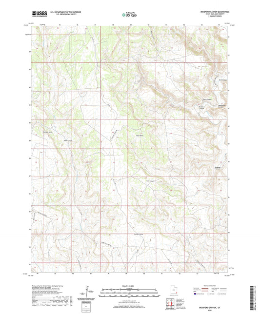 Bradford Canyon Utah US Topo Map Image