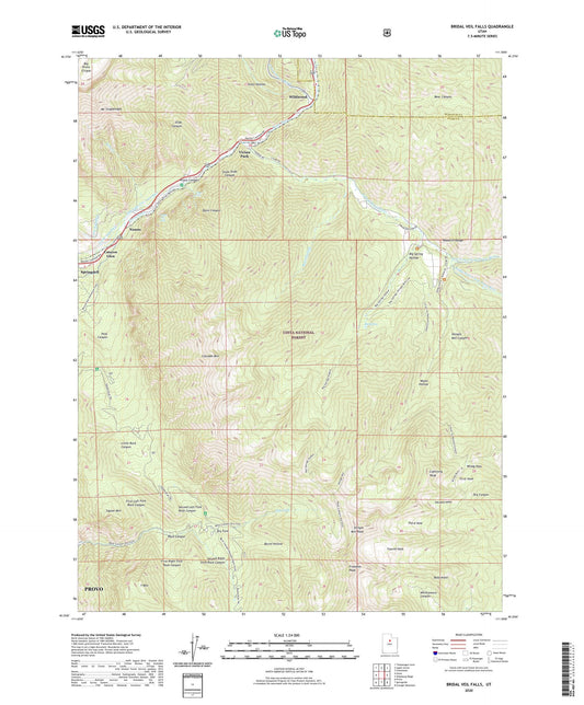Bridal Veil Falls Utah US Topo Map Image