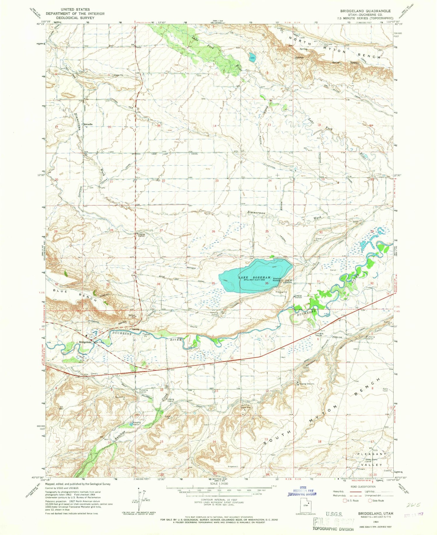 Classic USGS Bridgeland Utah 7.5'x7.5' Topo Map Image