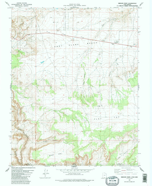 Classic USGS Bridger Point Utah 7.5'x7.5' Topo Map Image