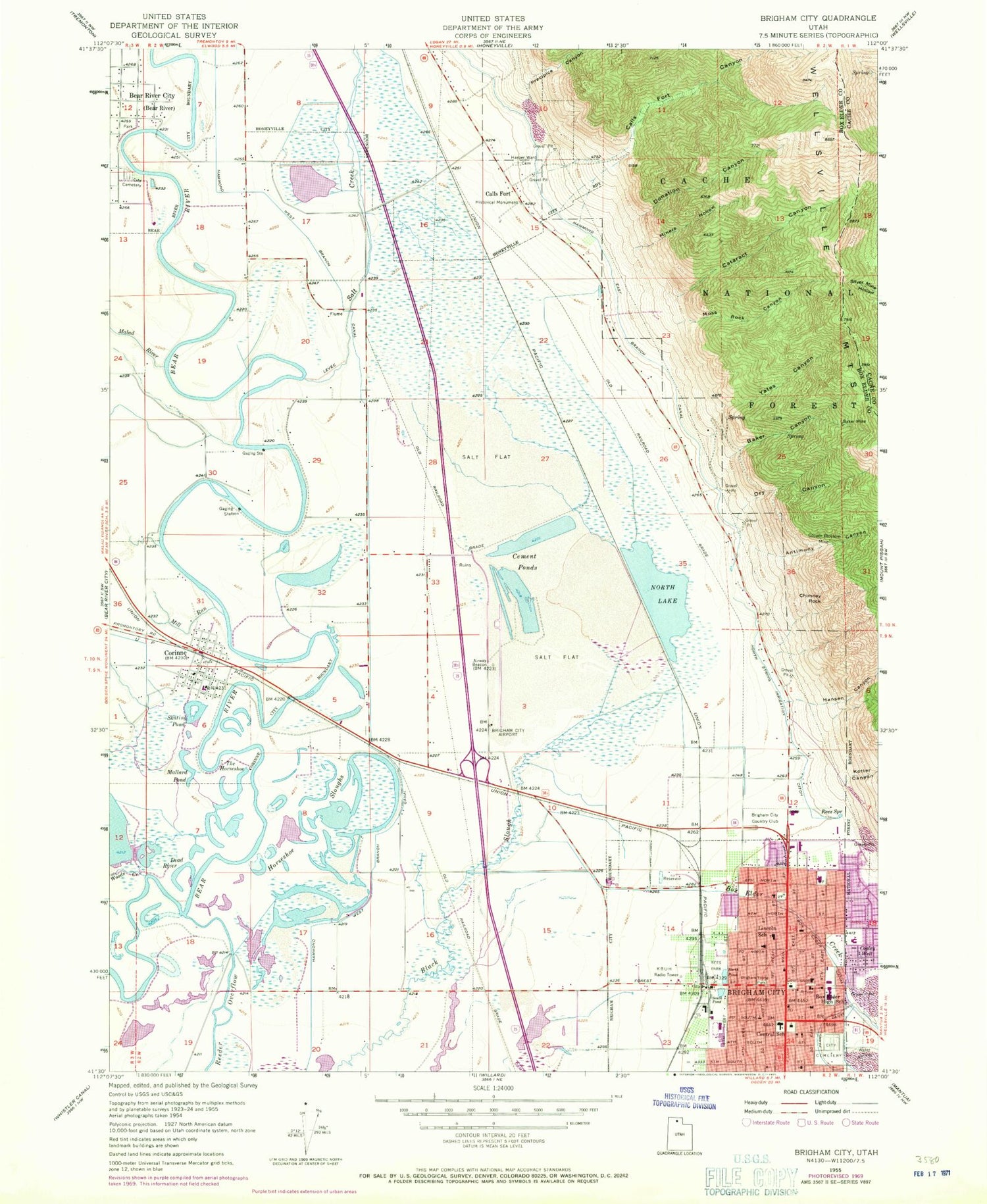 Classic USGS Brigham City Utah 7.5'x7.5' Topo Map Image