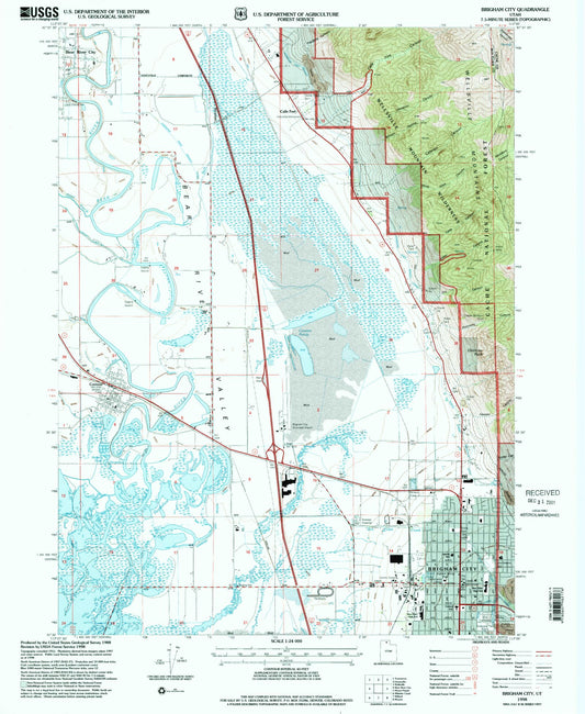 Classic USGS Brigham City Utah 7.5'x7.5' Topo Map Image